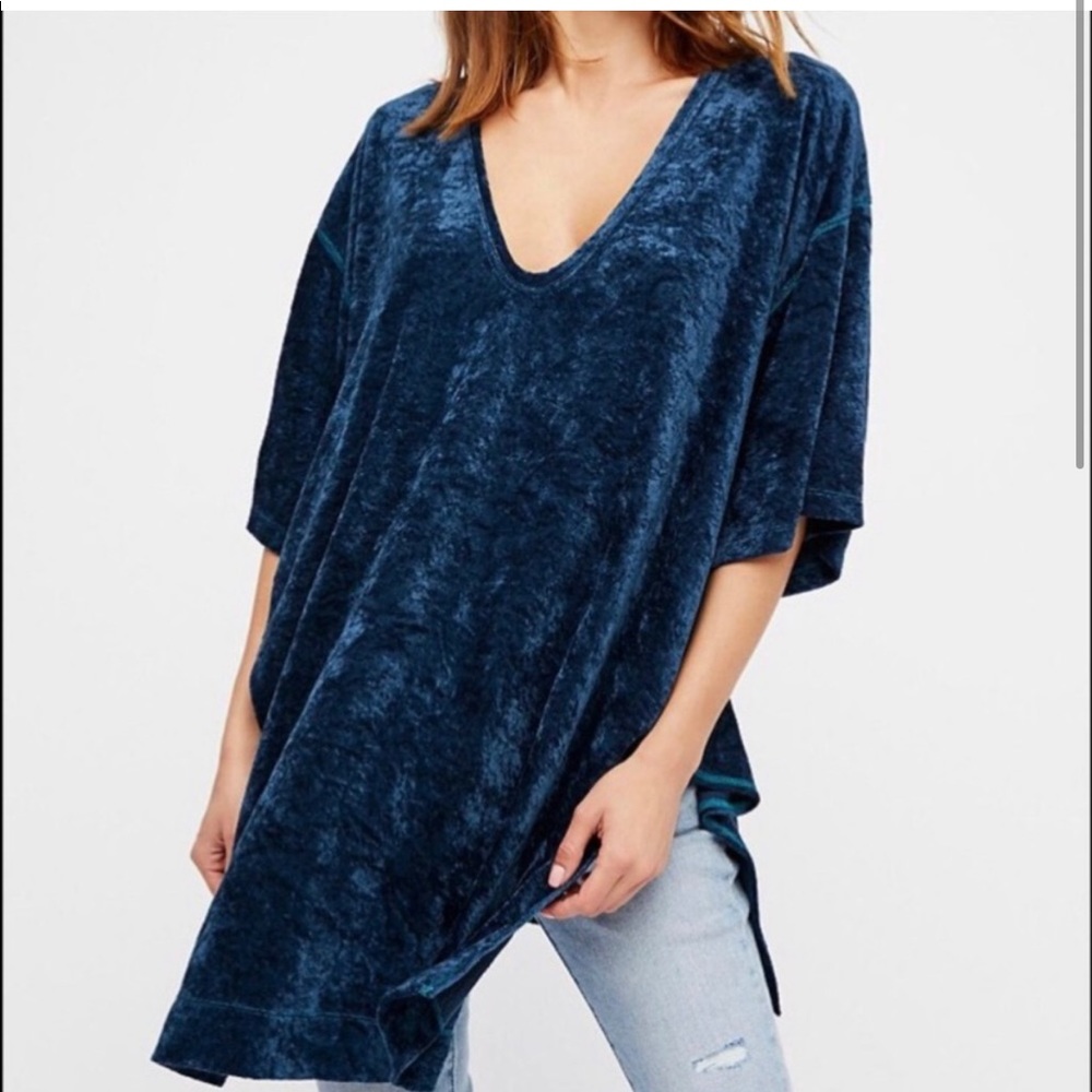 Free People Oversized Velvet Blouse